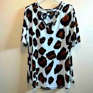 Leopard Print V-Neck Women's Top